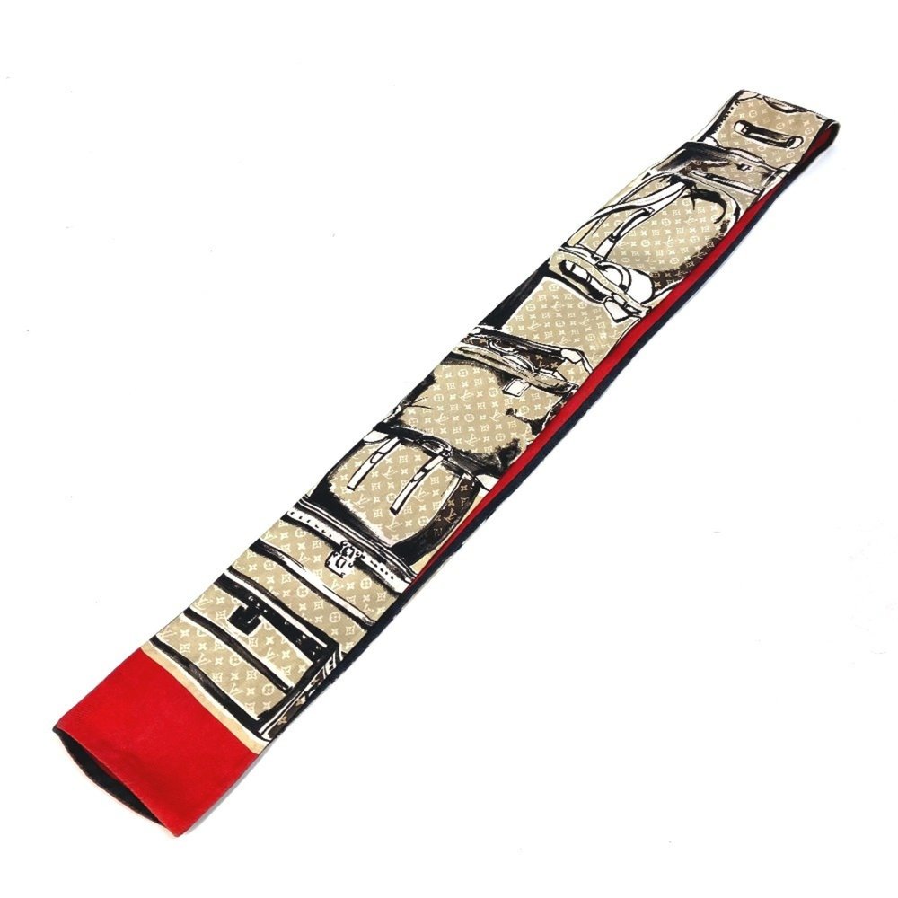 LOUIS VUITTON M73964 Monogram Bandeau Trunk Scarf Silk Women's Beige - Picture 3 of 9